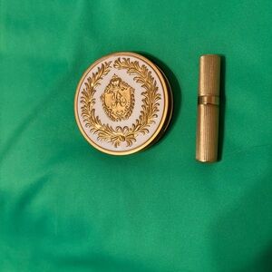 Vintage Revlon “Love Pat” pressed powder compact and Revlon Green Lipstick